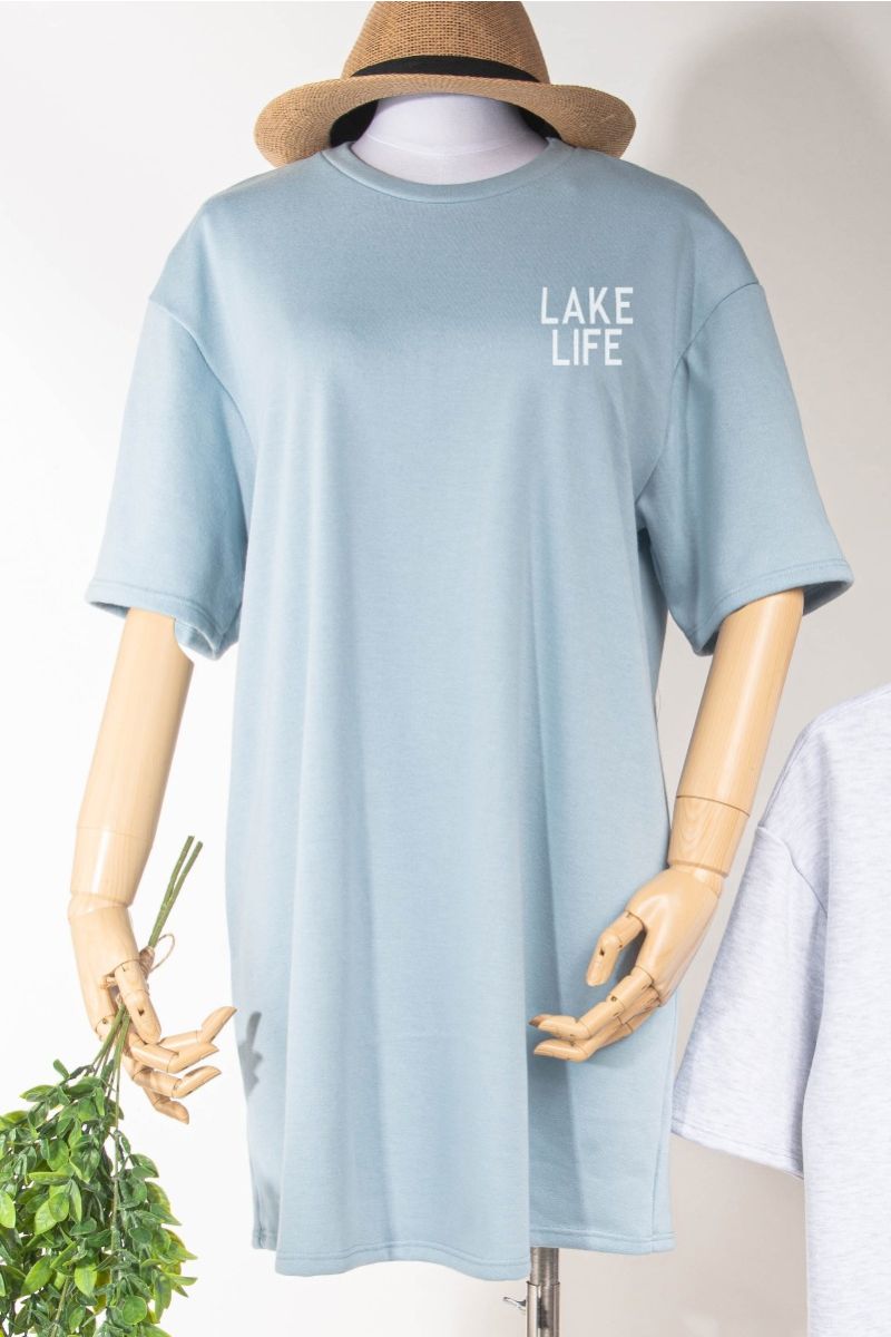 LAKE LIFE FRONT & BACK GRAPHIC T-SHIRT DRESS