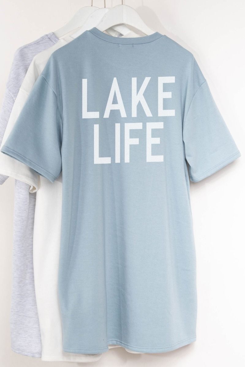 LAKE LIFE FRONT & BACK GRAPHIC T-SHIRT DRESS