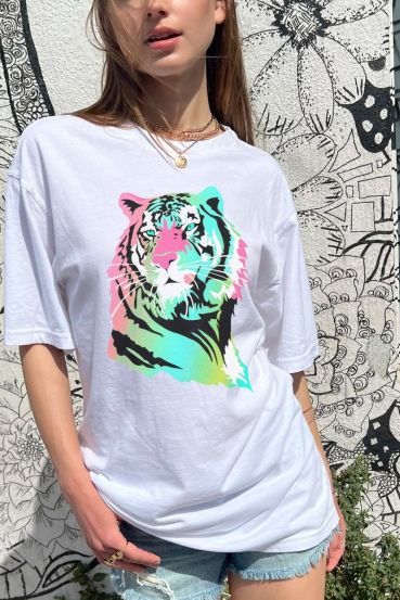 COLORFUL TIGER GRAPHIC OVERSIZED TEES
