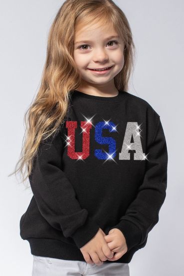 KIDS GLITTER USA GRAPHIC SWEATSHIRTS