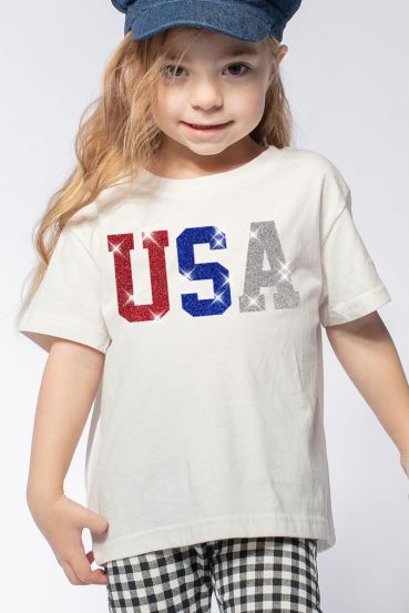 KIDS GLITTER USA GRAPHIC TEES