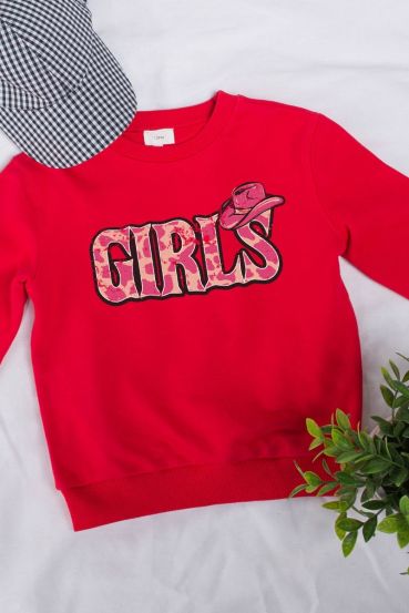 KIDS GIRLS COWBOY HAT GRAPHIC SWEATSHIRTS