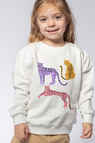 KIDS COLORFUL CHEETAHS GRAPHIC SWEATSHIRTS