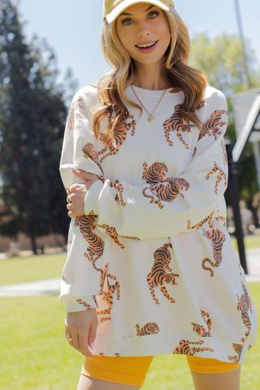 ALLOVER TIGER OVERSIZED SWEATSHIRT