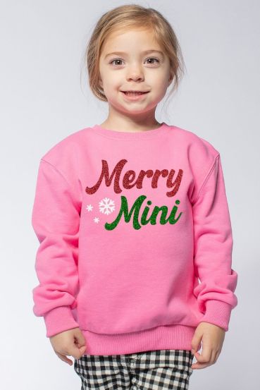 KIDS GLITTER MERRY MINI GRAPHIC SWEATSHIRTS