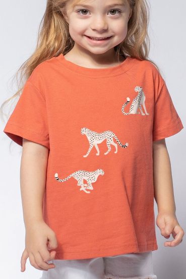 KIDS WHITE CHEETAHS GRAPHIC TEES