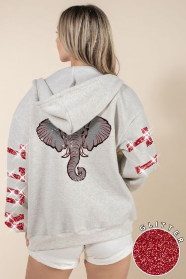 GLITTER ROLL TIDE FLEECE-LINED ZIP-UP HOODIE