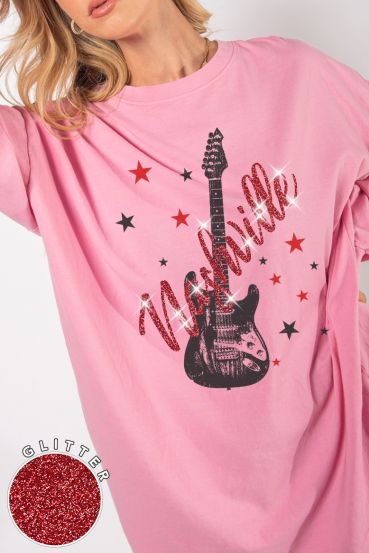 GLITTER NASHVILLE OVERSIZED GRAPHIC TEE