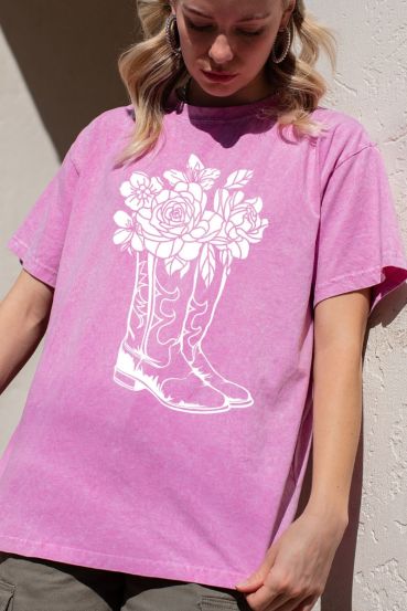 MINERAL WASHED WESTERN BOOTS SHORT SLEEVE TEE