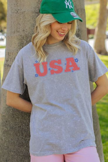 MINERAL WASHED USA VINTAGE GRAPHIC TEE 