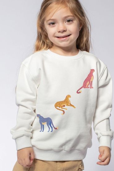 KIDS COLORFUL CHEETAHS GRAPHIC SWEATSHIRTS