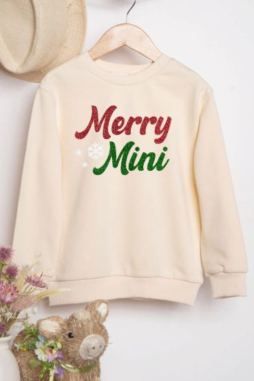 KIDS GLITTER MERRY MINI GRAPHIC SWEATSHIRTS