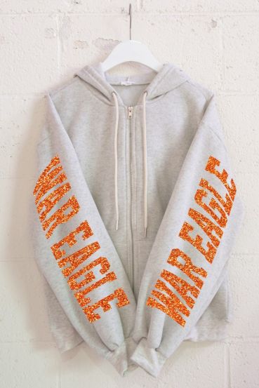 GLITTER WAR EAGLE FLEECE-LINED ZIP-UP HOODIE