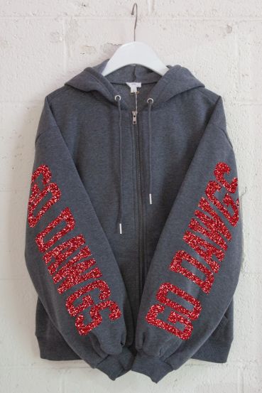 GLITTER GO DAWGS FLEECE-LINED ZIP-UP HOODIE