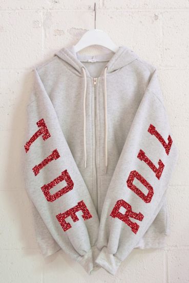 GLITTER ROLL TIDE FLEECE-LINED ZIP-UP HOODIE