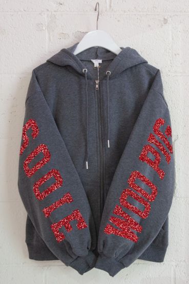 GLITTER WOO PIG SOOIE FLEECE-LINED ZIP-UP HOODIE