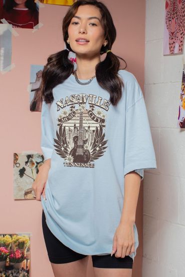 NASHVILLE MUSIC CITY OVERSIZED GRAPHIC TEE