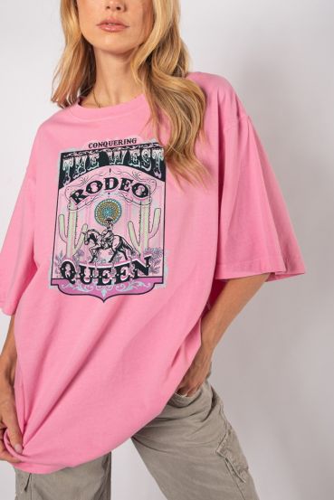 THE WEST RODEO QUEEN WESTERN OVERSIZED GRAPHIC TEE