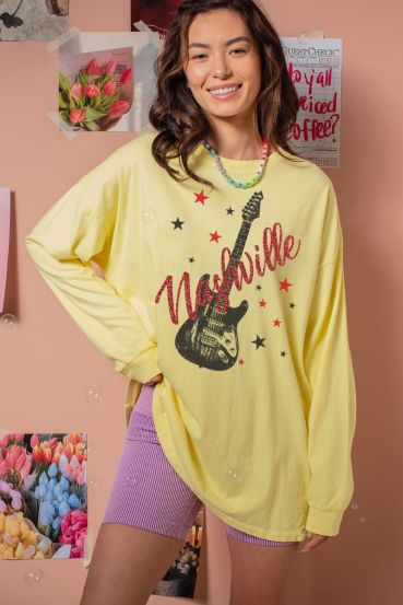 GLITTER NASHVILLE OVERSIZED GRAPHIC TEE